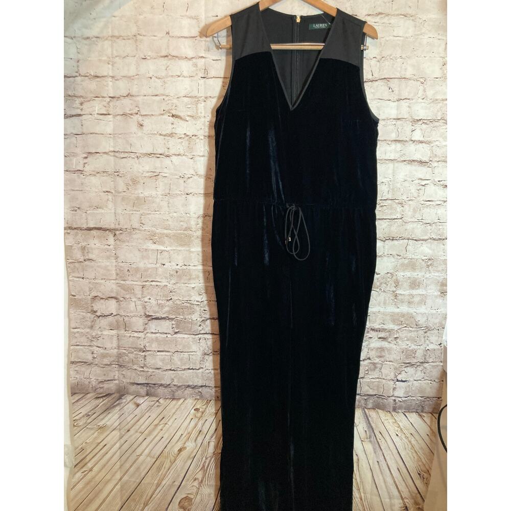 Lauren Ralph Lauren Black Velvet Sleeveless Jumpsuit